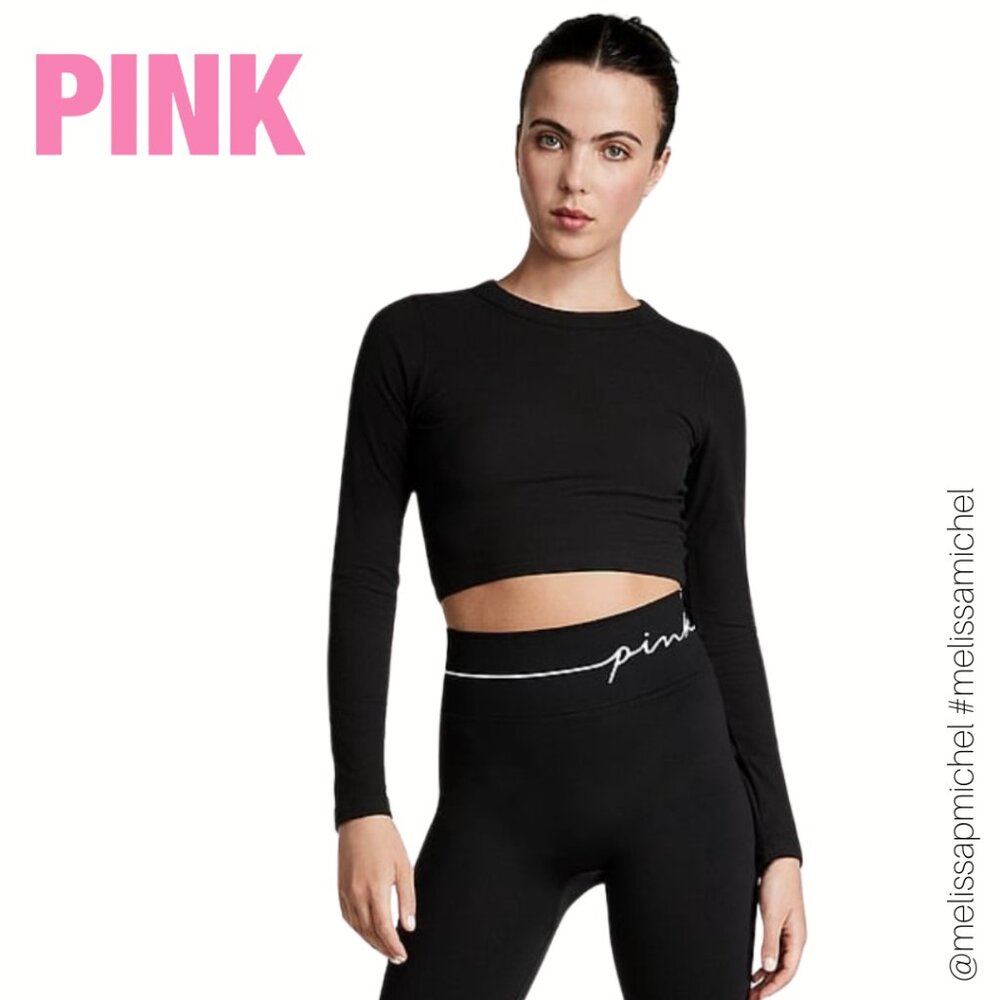 PINK VS Rib Long-Sleeve Crop Top - Picture 2 of 6
